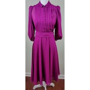Vintage Pat Richards Pleat Front Dress Magenta Size 4